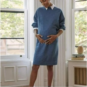 Hatch Maternity Quilted Belen Dress Blue Knit Baby Shower Dress Medium - Picture 1 of 9
