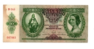 10 PENGO FINE BANKNOTE FROM HUNGARY 1936 PICK-100 - Picture 1 of 2