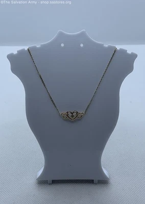 Tobillera de cadena de corazón vinculada con acento de diamantes solitario de oro amarillo de 10 k - 1,2 g Foto 1 de 4