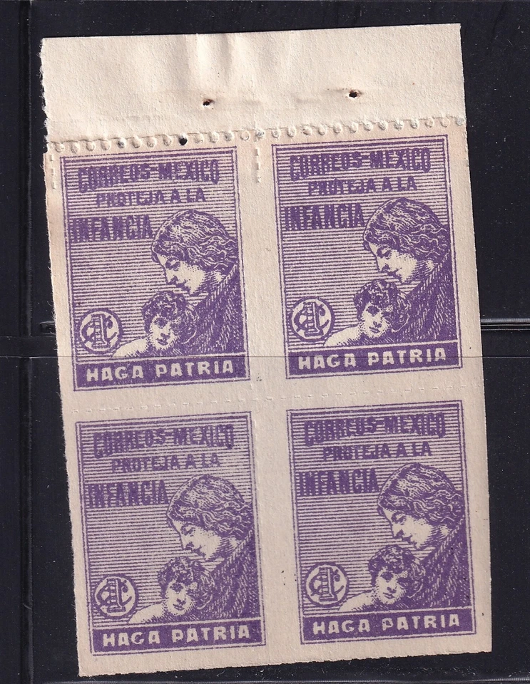 udm77 México 1929 protección infantil Sc#RA8a folleto panel de 4 Foto 1 de 1