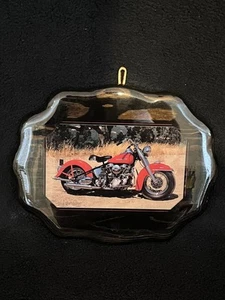 Vtg Wood Laminated Harley Davidson Motor Cycle Wall Art By Den Craft Canada - Picture 1 of 5