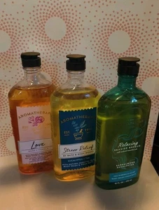 3 Bath & Body Works Aromatherapy Love, Stress & Relax Body Wash  & Foam Bath - Picture 1 of 7