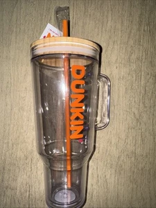 Limited Edition Dunkin’ Tumbler 40oz With Bamboo Lid & Handle. Iced Coffee Tea - Picture 1 of 5