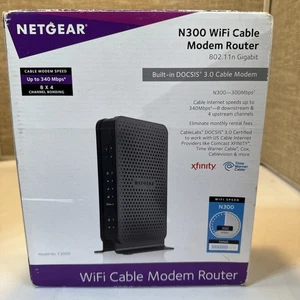 NETGEAR DOCSIS 3.0 Cable Modem Router Combo N300 WiFi C3000 NEW Open Box Inspect - Picture 1 of 4