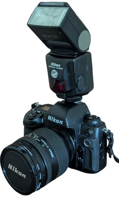 Nikon F100 35mm Film SLR Camera Body AF Nikkor 24-120mm D Lens SB-28DX Flash Bun - Image 1 of 4