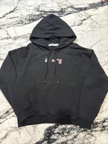 OFF WHITE OFF WHITE FELPA CON CAPPUCCIO FRECCIA ACRILICA NERA