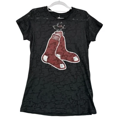 Camiseta Majestic Negra Boston Red Sox MLB Mangas Cortas Burnout Gráfico Talla XL Foto 1 de 4