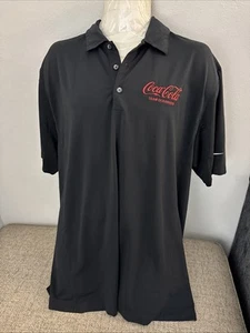 COCA COLA Polo Shirt Mens Large Black NIKE GOLF Dri Fit Athleisure Activewear XL - Picture 1 of 7