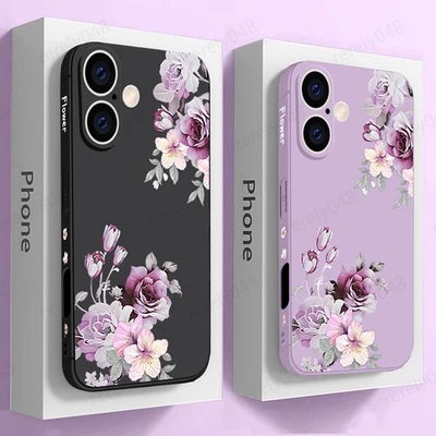 For iPhone 16 Pro Max 15 14 13 12 11 XR 8 7 Rose Flower Slim TPU Soft Case Cover - Image 1 of 4