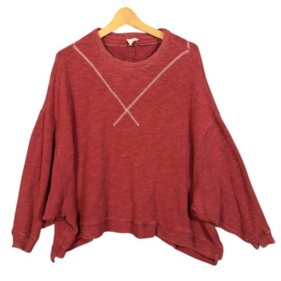 Camiseta Free People Care FP Sanguine Red Come Again de gran tamaño para mujer talla XS holgada Foto 1 de 4