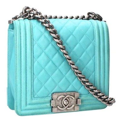 CHANEL Boy Coco Mark Leather Chain Shoulder Bag Green 038052 SB01 - Image 1 of 4