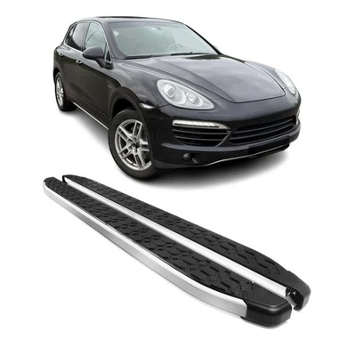 Barra nerf de degraus laterais para prancha de corrida para Porsche Cayenne 2011-2018 preta prata 2x - Imagem 1 de 4