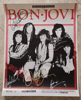 Póster de evento firmado por Bon Jovi resbaladizo cuando está mojado evento, Alec John Such, original, V Foto 1 de 4