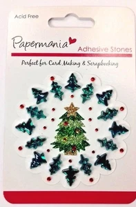 Papermania Decorative Adhesive Christmas Gems Green Trees & Red Diamantes  - Afbeelding 1 van 1