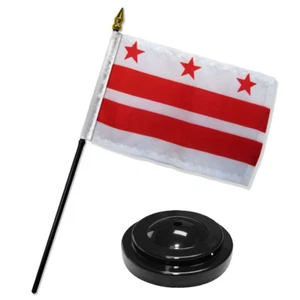 Washington DC District of Columbia Flag 4"x6" Desk Set Table Stick Black Base - Picture 1 of 1