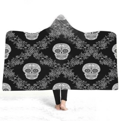 Gothic Cool Skull Dreamcatcher Motor Fleece Hooded Blanket Sofa Throw - Image 1 of 4