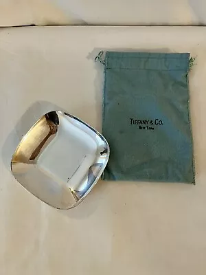 Tiffany & Co. Sterling 23726 Silver Signed Rounded Square Dish 5” W Dust Bag • 385.32$