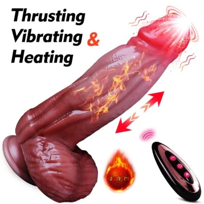 Consolador de empuje vibrador de 9,5" enorme grueso punto G monstruo pene grande juguete sexual remoto Foto 1 de 4