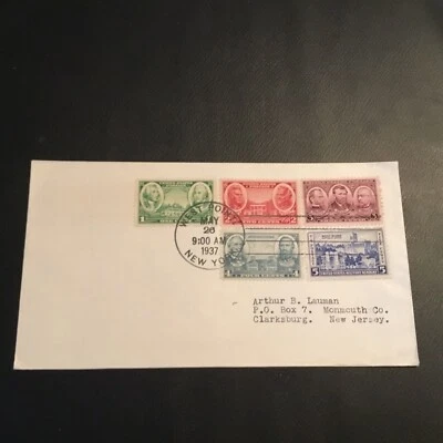 FDC 1937#789 5 DIFFERENT STAMPS On Cover WEST POINT DOUBLE CANCELS USA - Image 1 of 2