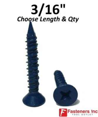 3/16" Flat Head Concrete Masonry Tapcon Anchor Screw (Choose Length & Qty)