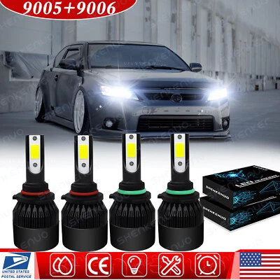 Para Scion tC 2005 - 2012 2013 - Kit combinado de 4 piezas 6000K faros LED 6000K bombillas altas bajas Foto 1 de 4