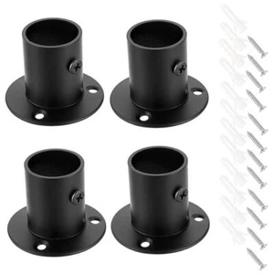 4 Pack 1" Stainless Steel Closet Rod Holders End Supports Curtain Pole Sockets - Picture 1 of 7