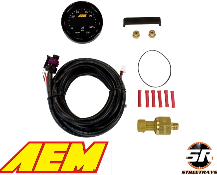 Manómetro electrónico serie X AEM 30-0301 - bisel negro y placa frontal de aceite Foto 1 de 4