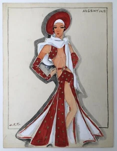 Original Drawing Henry-Raymond Fost Woman Costume Dance Review Argentina - Picture 1 of 9