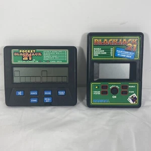 VTG Radica Blackjack 21 + Pocket Handheld Electronic Video Game Model 1350 & 550 - Picture 1 of 5