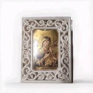 Placa dorada de escritorio o colgante católica enmarcada de colección de Nuestra Señora de la Perpetua Esperanza - Imagen 1 de 7