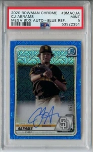 2020 Bowman Chrome CJ Abrams Auto Mega Box Blue Refractor PSA 9 GEM MT #BMACJA - Picture 1 of 2