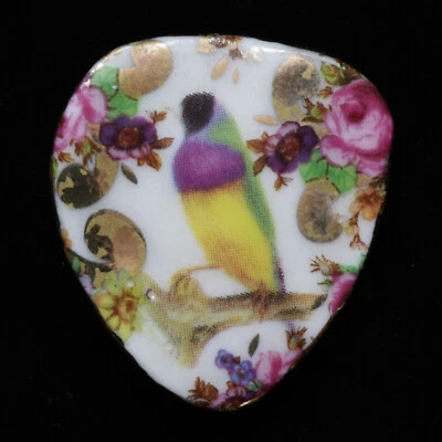Ida Studio Porcelain Triangle Button Gouldian Finch Bird - Image 1 of 2