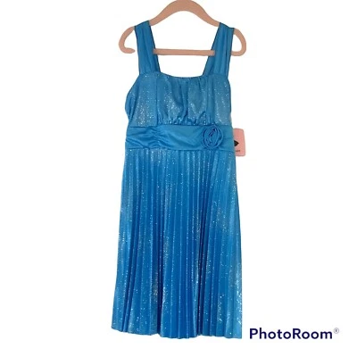 Amy's Closet NWT Girls Blue With Silver Metallic Glitter  Sleeveless Size 8 - Image 1 of 4