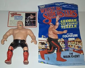 WWF LJN George The Animal Steele Action Figure WWE Wrestling con poster e scheda - Foto 1 di 19
