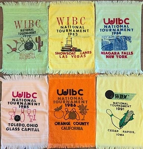 WIBC National Tournament 1979, 1983-1986, 1991 Bowling Towel Lot (6) 11"x16" VTG - Picture 1 of 10