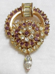 Broche colgante vintage de diamantes de imitación rosa y blanco juliana - Imagen 1 de 2