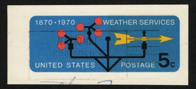 US 1970 #UX57 Weather Vane 5c Postal Card Cut Square Used - Image 1 of 3
