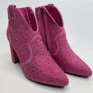 Pierre Dumas Womens Size 8 "Splash-2" Pink Western Rhinestone Bootie Barbie Core - Picture 1 of 10