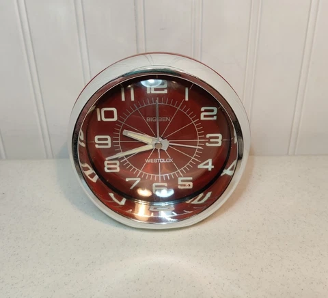 Westclox Luminous Large Big Ben Red Alarm Clock Glow in Dark + Light Up Button Cover
