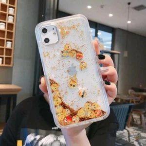 Emoji Flexible Clear Liquid Glitter Phone Case for Iphone 13 - Picture 1 of 3