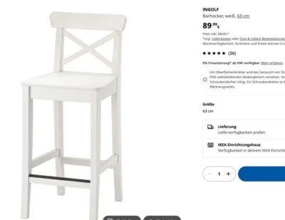 4 Weiss Barhocker Ingolf IKEA - Bild 1 von 4