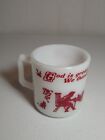 VINTAGE HAZEL ADAMS MILK GLASS WITH RED LETTERS "GOD IS GREAT, GOD IS GOOD" CUP