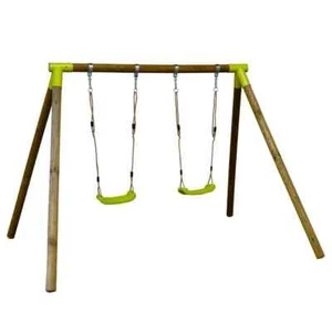 Garten Schaukelgestell Doppelschaukel Schaukelgerüst Kinderschaukel Holz grün - Bild 1 von 4
