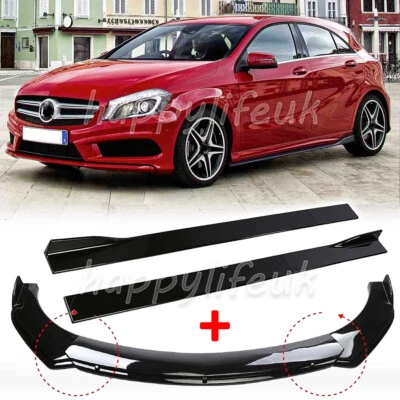 For BENZ A-CLASS W176 W177 Front Bumper Lip Splitter Spoiler Side Skirts Kit - Image 1 of 4