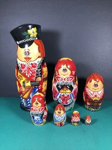 7 Piece Matryoshka | 8.5" Tall Hand Painted Colorful Russian Nesting Dolls - Picture 1 of 15