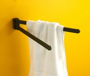 40CM Bathroom Towel Rack Bar Rail Holder Wall Mounted Swivel Hanger Shelf Black& - Picture 1 of 5
