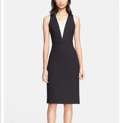 Vestido Rag & Bone Negro 2 Tonos Satén Cuello en V Sin Mangas Funda Laura 8 Nuevo con Etiquetas $595 Foto 1 de 4