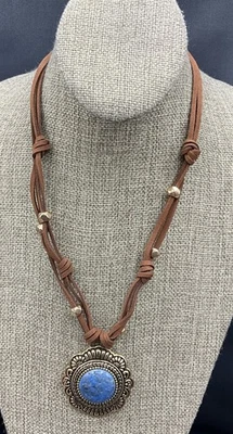 Barse Endeavor Necklace- Denim Lapis & Bronze- Leather-NWT - Image 1 of 4