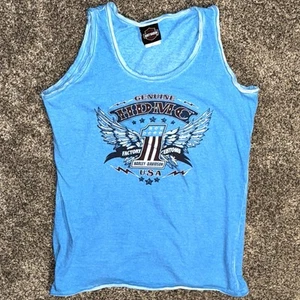 Harley-Davidson Motorcycles Tank Top Sky Blue Barnett Harley El Paso TX Women LG - Picture 1 of 12