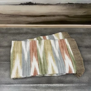 Pottery Barn Kravet Ikat Lumbar Pillow Cover With Fringe 16”x26” Multicolor NWOT - Picture 1 of 6